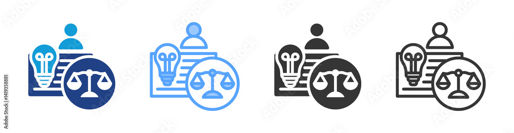 Poster patent attorney icon set multiple style collection