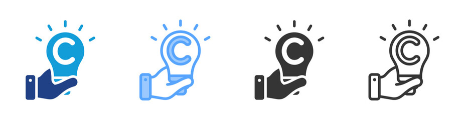 Copyright Holder icon set multiple style collection
