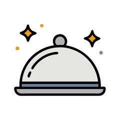 Covered Food Cloche with Sparkles Icon Design
