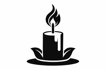 candle silhouette line art vector illustration