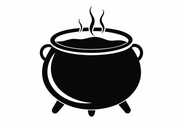 cauldron silhouette line art vector illustration