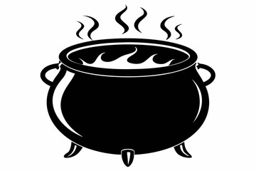 cauldron silhouette line art vector illustration