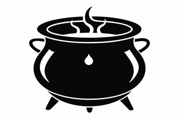 cauldron silhouette line art vector illustration