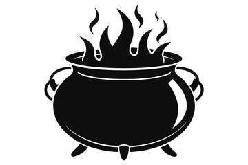 cauldron silhouette line art vector illustration