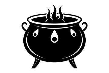 cauldron silhouette line art vector illustration