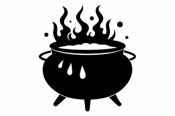 cauldron silhouette line art vector illustration