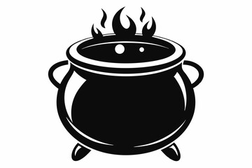 cauldron silhouette line art vector illustration