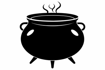 cauldron silhouette line art vector illustration