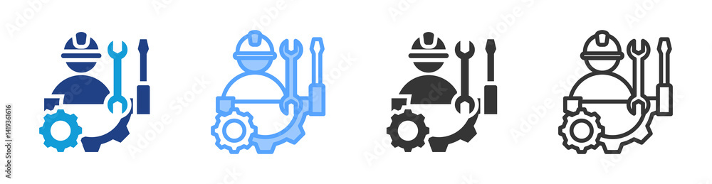 Poster maintenance icon set multiple style collection