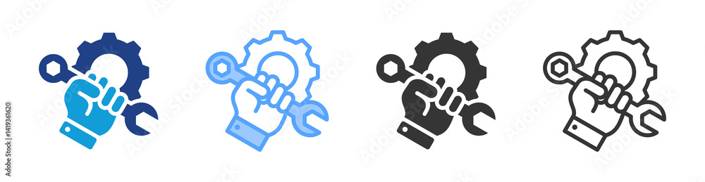 Poster repair icon set multiple style collection
