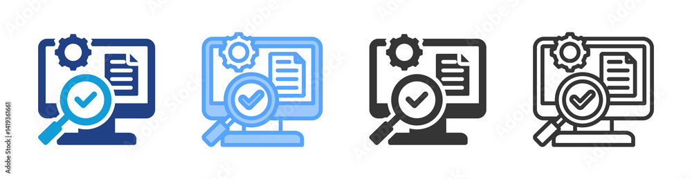 Aufkleber Functional Checks icon set multiple style collection