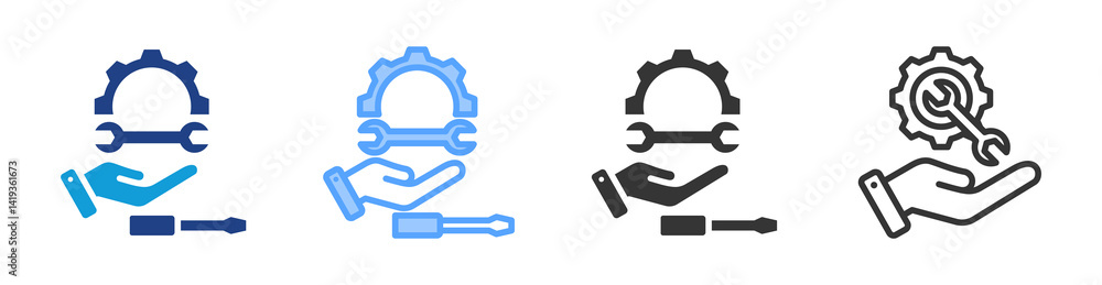 Poster Servicing icon set multiple style collection