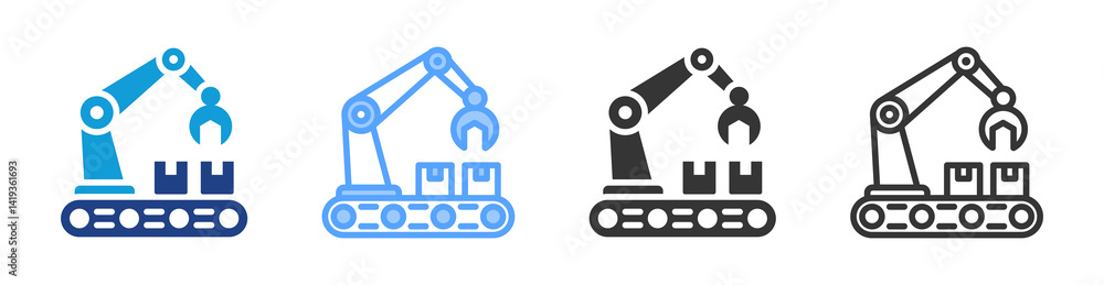 Poster Machinery icon set multiple style collection