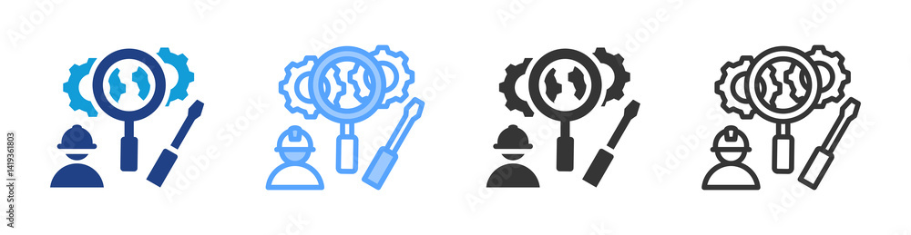 Aufkleber inspections icon set multiple style collection