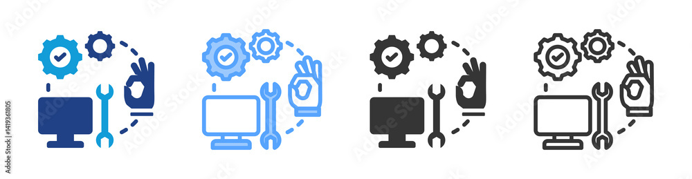 Aufkleber serviceability icon set multiple style collection