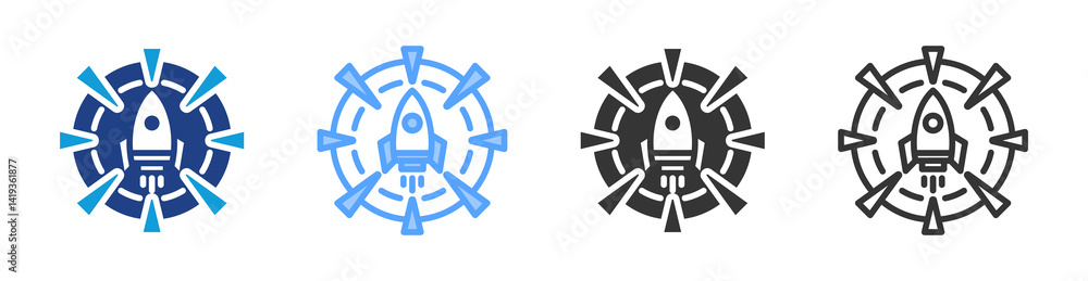 Poster Mission icon set multiple style collection