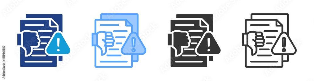 Poster Failures icon set multiple style collection