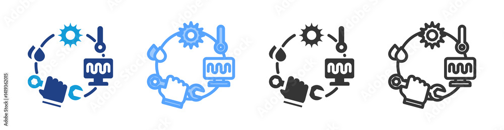 Poster Predictive Maintenance icon set multiple style collection