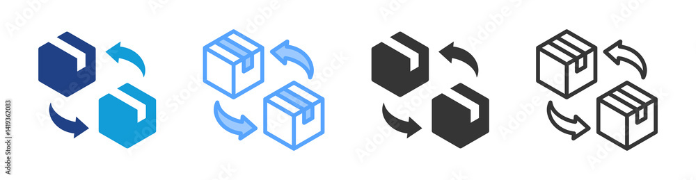 Poster equipment replacement icon set multiple style collection