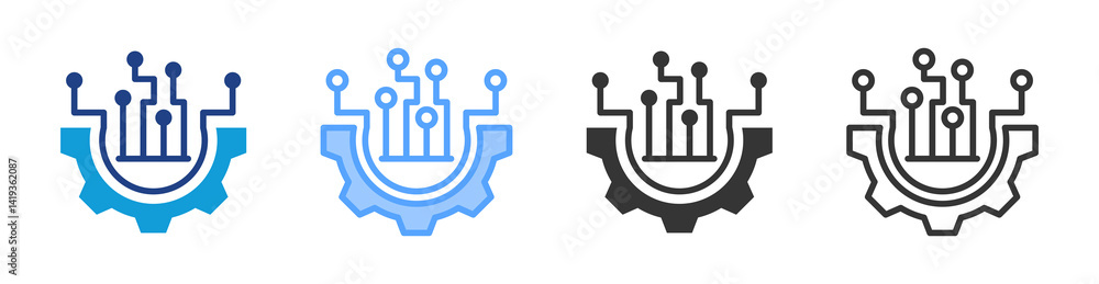 Aufkleber electronic icon set multiple style collection