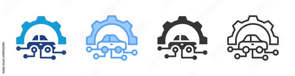 Poster Automotive icon set multiple style collection