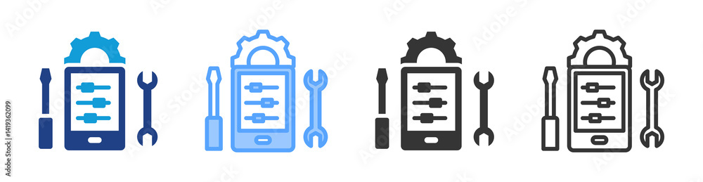 Fototapete modification icon set multiple style collection