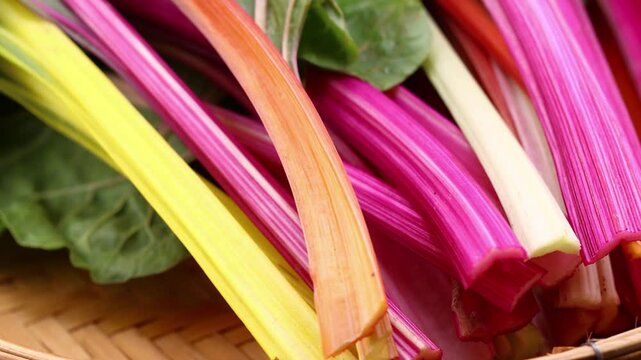 Close-up of Swiss chard in a basket	