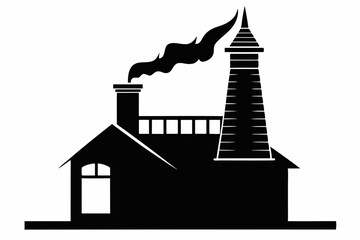 chimney silhouette line art vector illustration