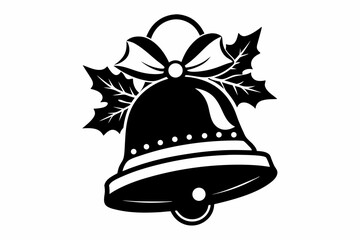 christmas bell silhouette line art vector illustration