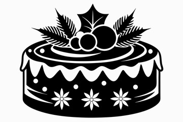 christmas cake silhouette line art vector illustration