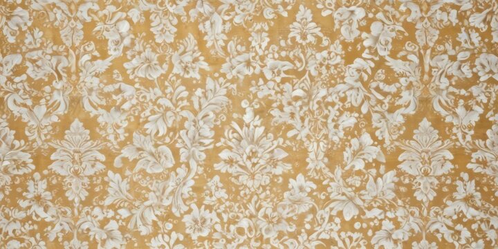 Elegant gold and white damask floral wallpaper pattern , seamless, brocade, surface