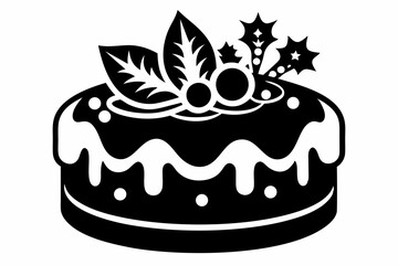 christmas cake silhouette line art vector illustration