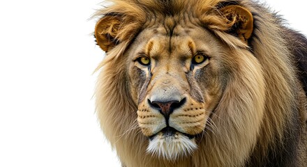 Naklejka premium Majestic African Lion: A Close-Up Portrait