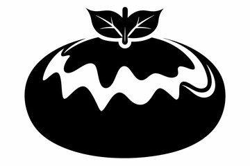 christmas pudding silhouette line art vector illustration