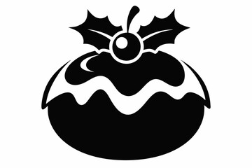 christmas pudding silhouette line art vector illustration