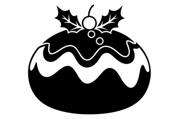 christmas pudding silhouette line art vector illustration