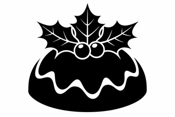 christmas pudding silhouette line art vector illustration
