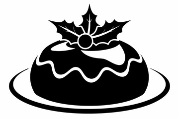 christmas pudding silhouette line art vector illustration