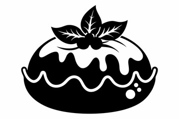 christmas pudding silhouette line art vector illustration