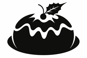 christmas pudding silhouette line art vector illustration