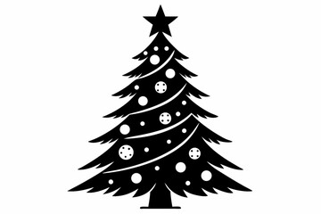 christmas tree silhouette line art vector illustration