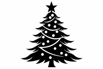 christmas tree silhouette line art vector illustration
