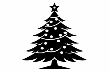 christmas tree silhouette line art vector illustration