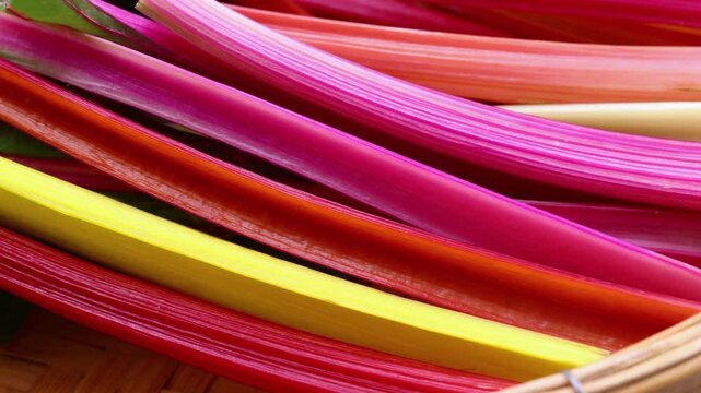 Close-up of Swiss chard in a basket