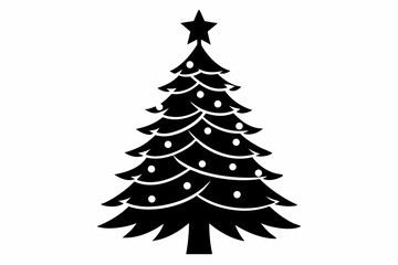 christmas tree silhouette line art vector illustration