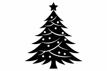 christmas tree silhouette line art vector illustration