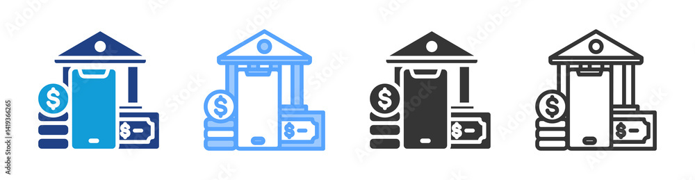 Poster Banking icon set multiple style collection