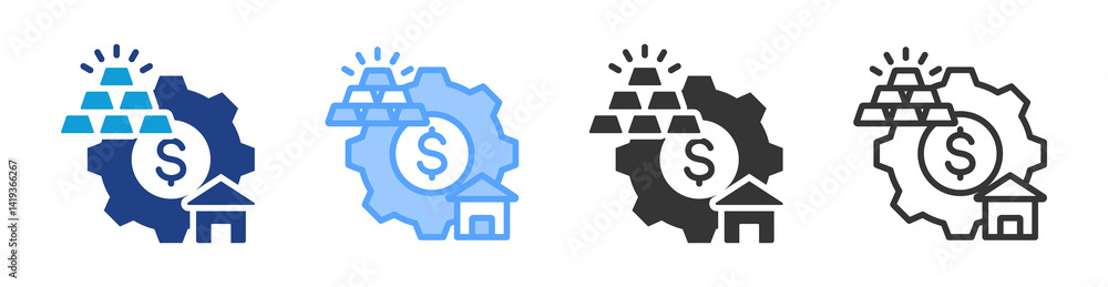 Poster investment management icon set multiple style collection
