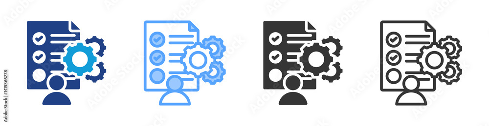 Poster strategic technique icon set multiple style collection