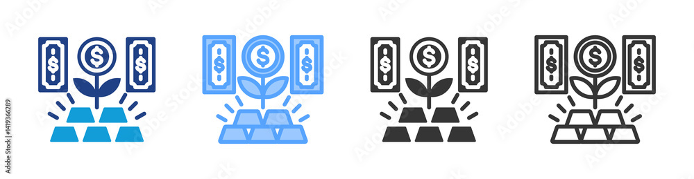 Poster Wealth Management icon set multiple style collection